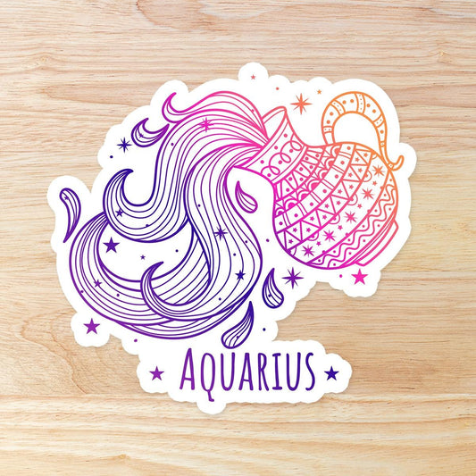 Aquarius Zodiac Astrology Sign: Waterproof Vinyl Sticker