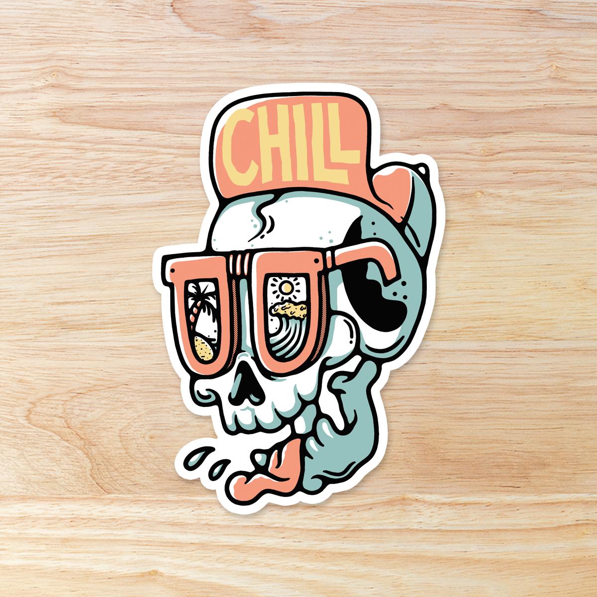 Waterproof Chill Skull Sticker