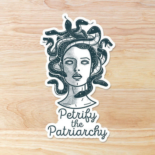 Petrify the Patriarchy Tattoo style Medusa Waterproof Vinyl Sticker