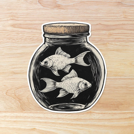 Goldfish in a Jar: Waterproof Vinyl Sticker