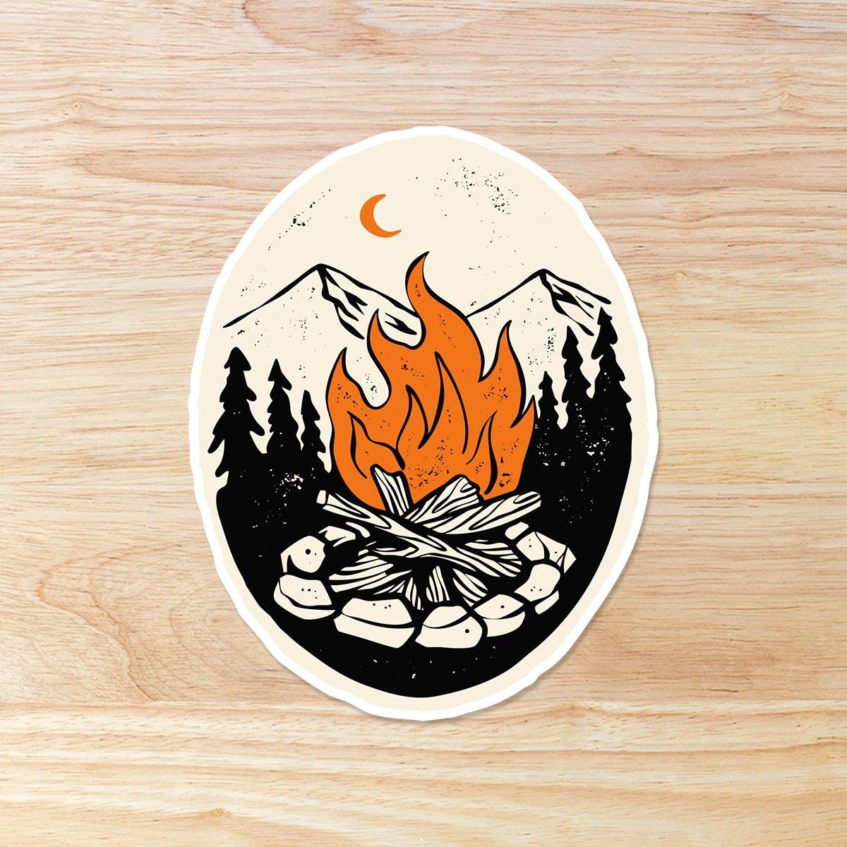 Camping Campfire: Waterproof Vinyl Sticker