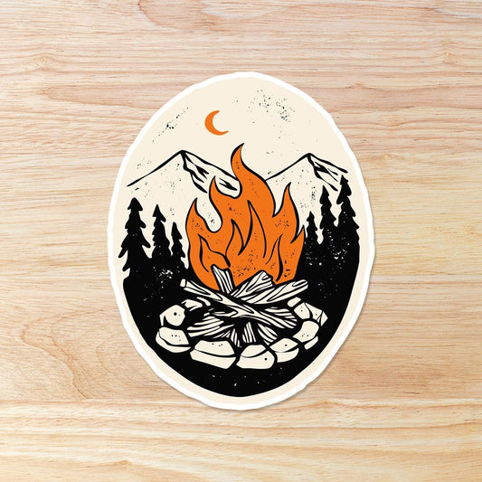 Camping Campfire: Waterproof Vinyl Sticker