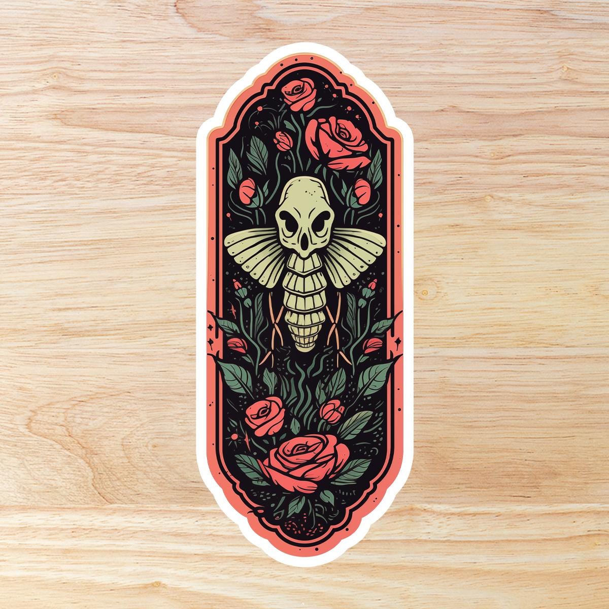 Moth and Roses: Waterproof Vinyl Sticker