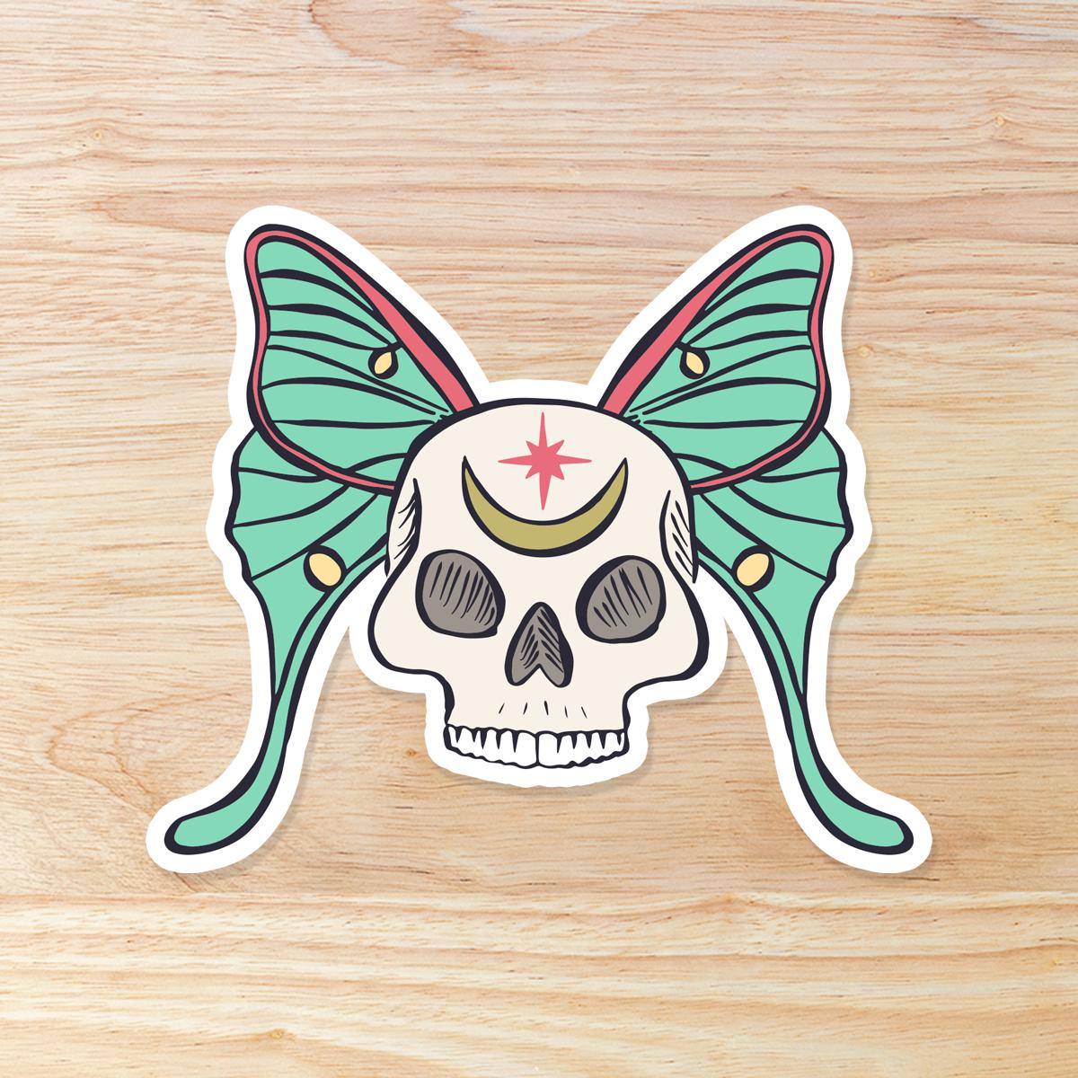 Skull Moth: Waterproof Vinyl Sticker