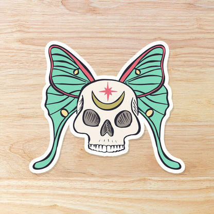Skull Moth: Waterproof Vinyl Sticker