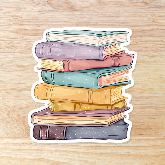 Book lovers WATERPROOF sticker - stack of books