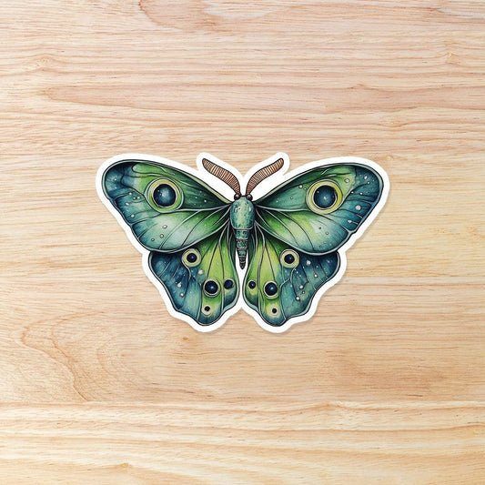 Green Moth Waterproof Vinyl Sticker