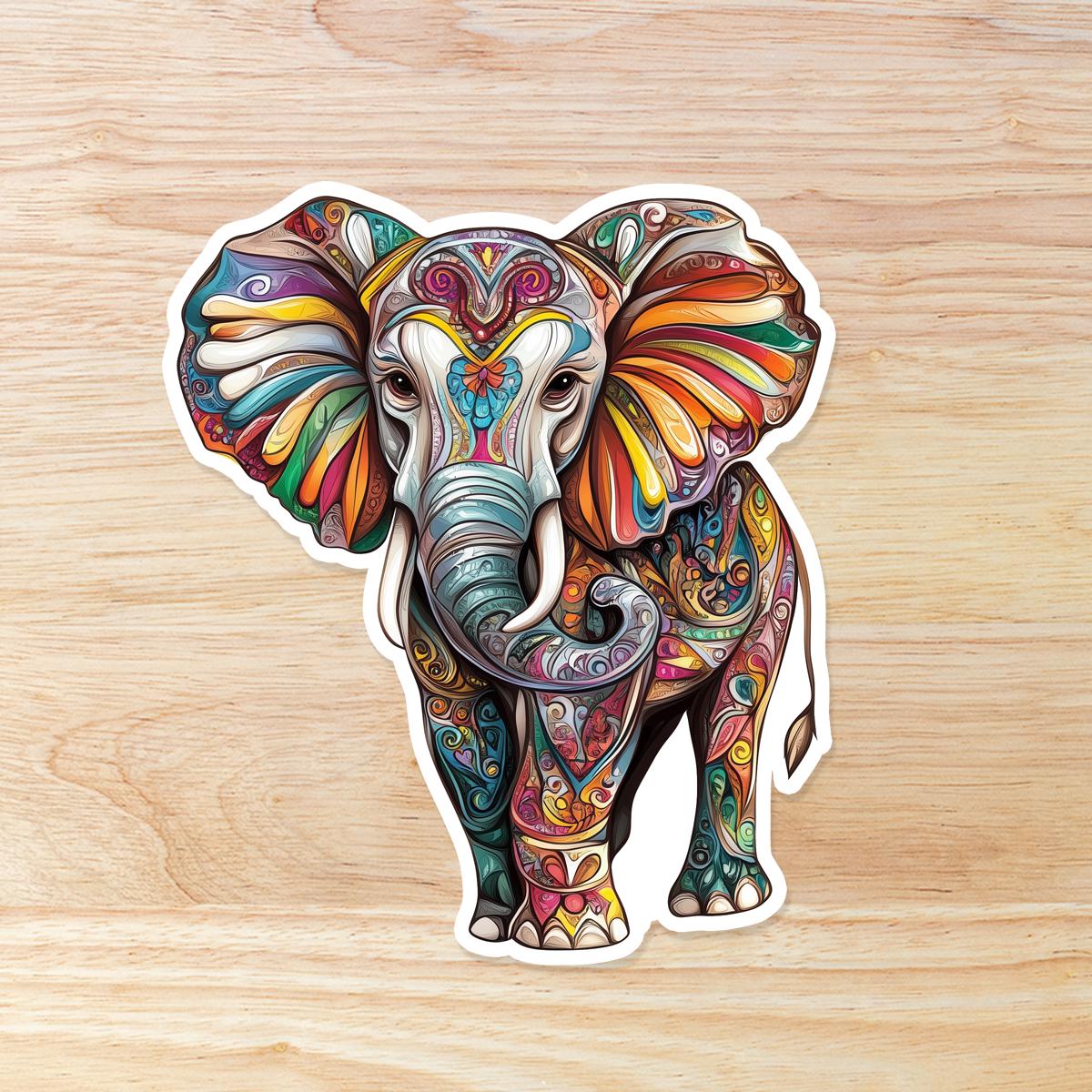 Colorful Elephant: Waterproof Vinyl Sticker