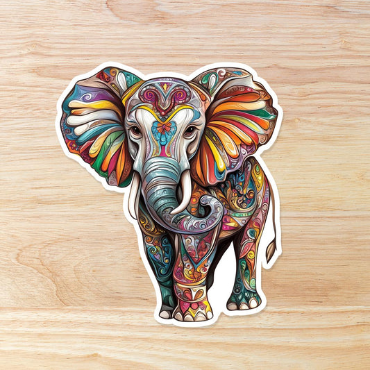 Colorful Elephant: Waterproof Vinyl Sticker