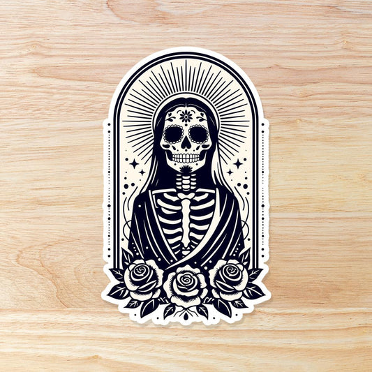 Day of the Dead black and white Waterproof Vinyl Sticker
