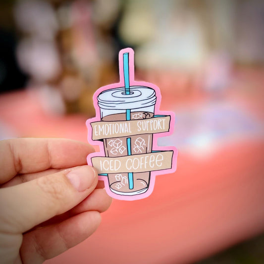 Emotional Support Ice Coffee: Waterproof Vinyl Sticker