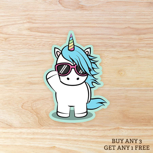 Unicorn in Sunglasses: Waterproof Vinyl Sticker