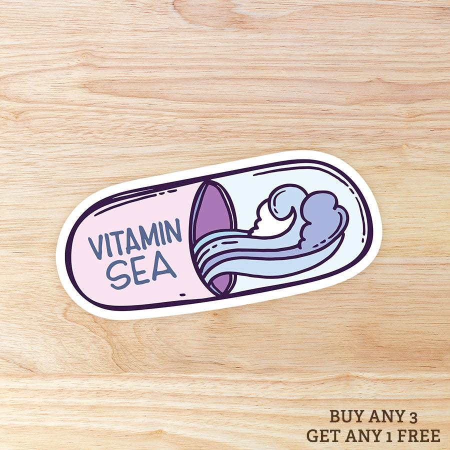 Vitamin Sea Ocean: Waterproof Vinyl Sticker