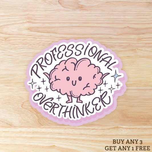 Professional Overthinker Brain: Waterproof Vinyl Sticker