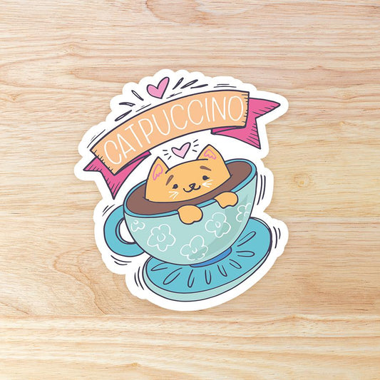 Catpuccino Cat Lover: Waterproof Vinyl Sticker