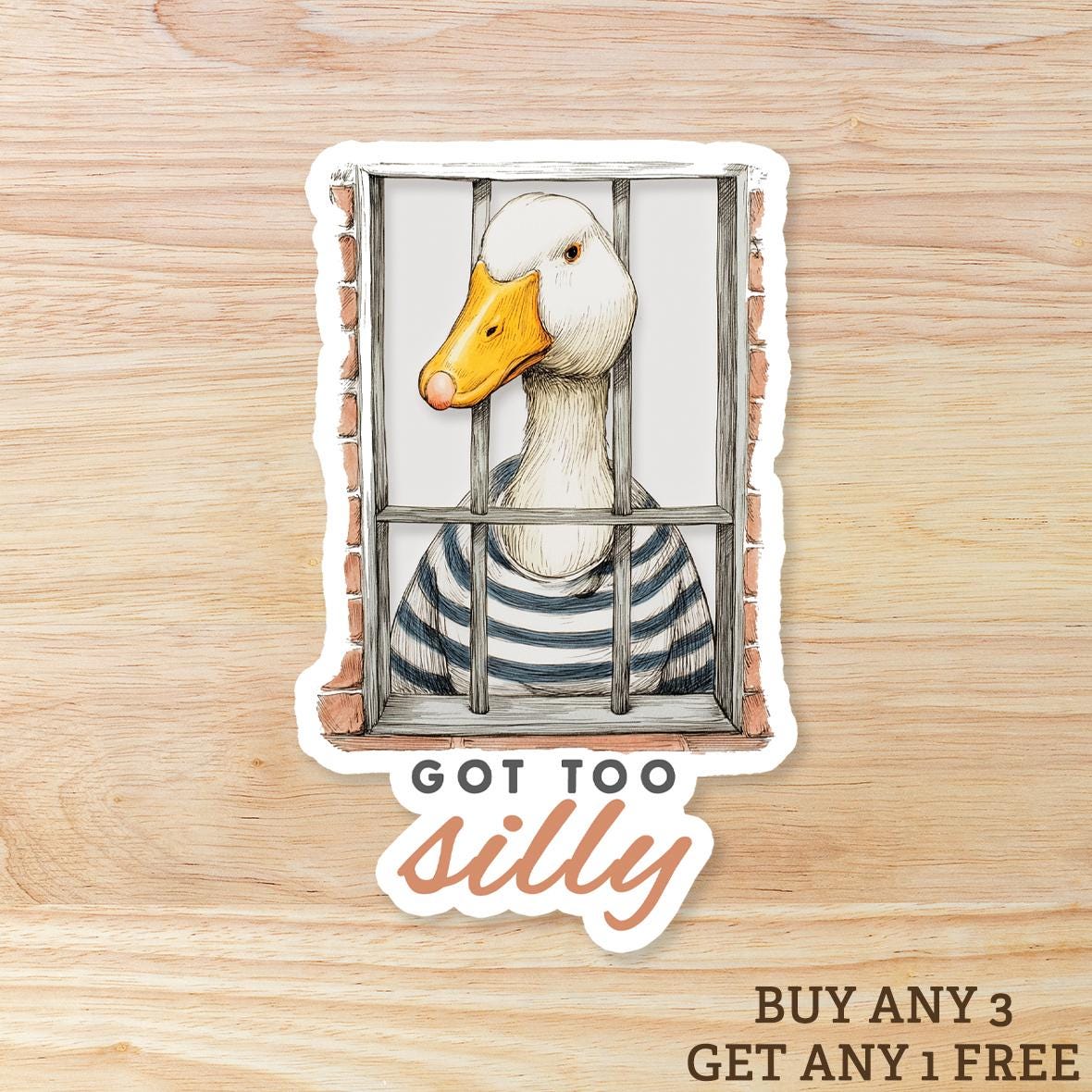 Funny Silly Goose Sticker: Waterproof Vinyl Decal