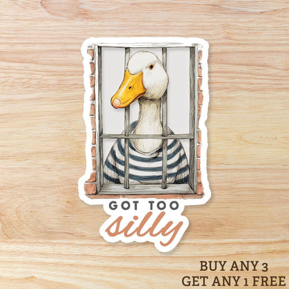 Funny Silly Goose Sticker: Waterproof Vinyl Decal