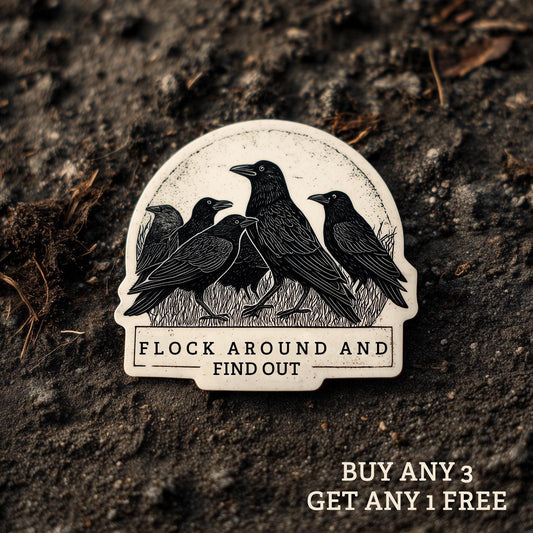 Flock around and find out funny crows blackbirds Waterproof Vinyl Sticker