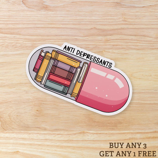 Waterproof Anti Depressant Sticker: Book Lover Kindle Reader