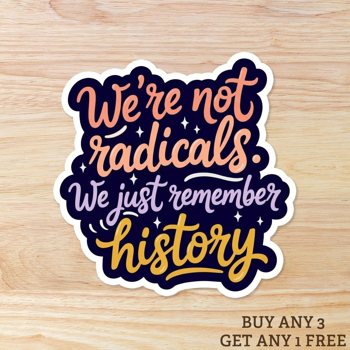 We're Not Radicals We Just Remember History: Waterproof Vinyl Sticker