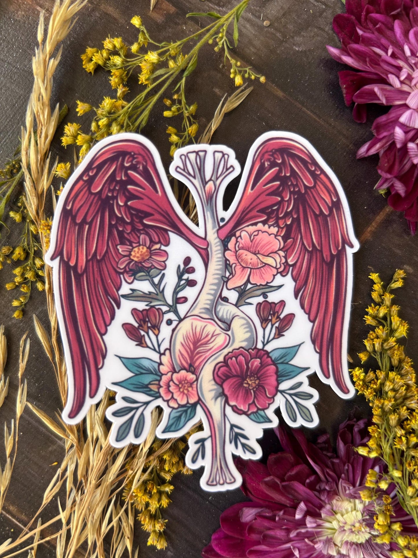 Human Heart with Wings: Waterproof Vinyl Sticker