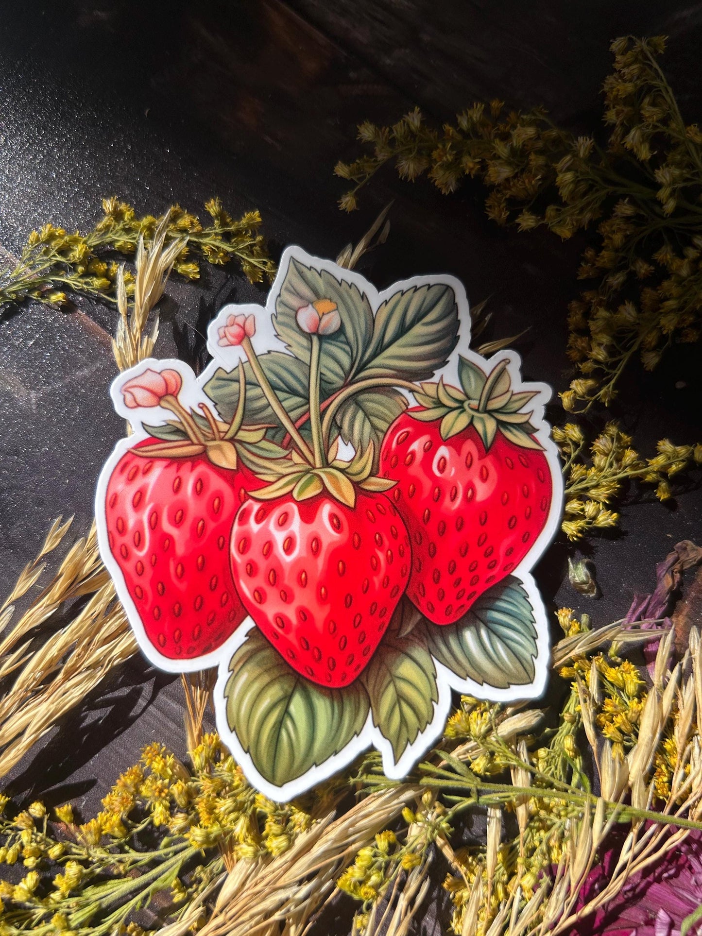 Strawberries: Waterproof Vinyl Sticker