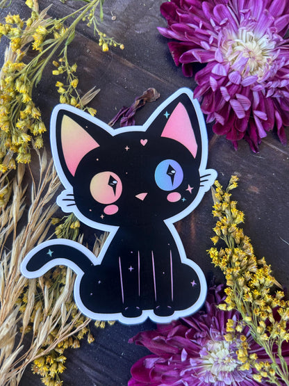 Kawaii Black Cat Waterproof Vinyl Sticker