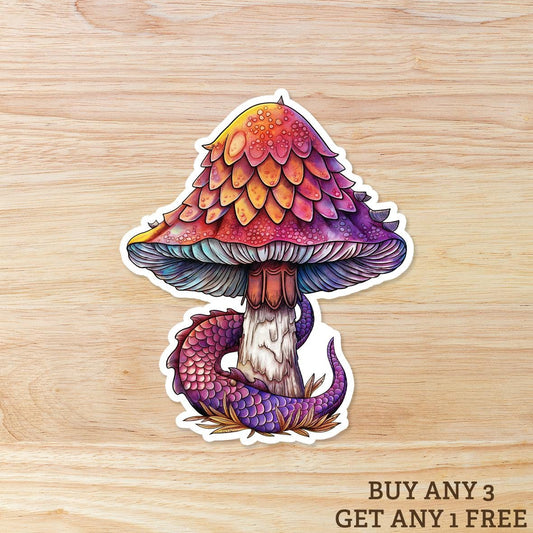 Dragon Scales Mushroom: Waterproof Vinyl Sticker