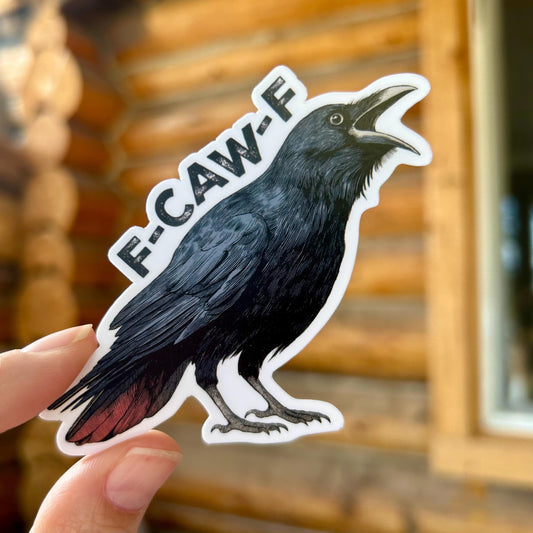 F-CAW-F Tattoo style Crow: Vinyl WATERPROOF Sticker