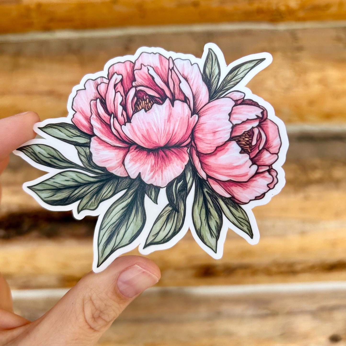 Peonies Art: Waterproof Vinyl Sticker