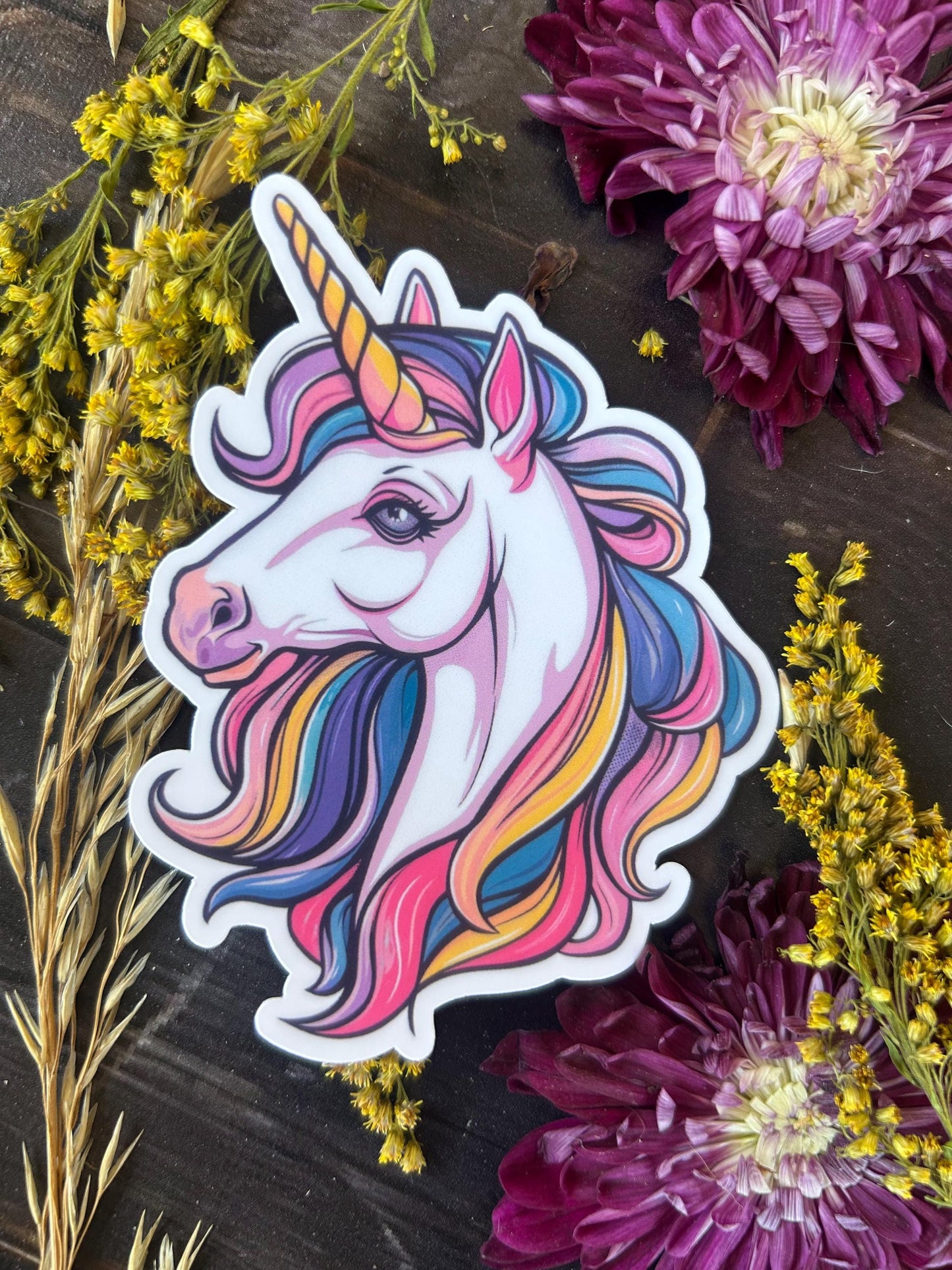 Colorful Unicorn: Waterproof Vinyl Sticker