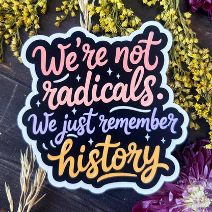 We're Not Radicals We Just Remember History: Waterproof Vinyl Sticker