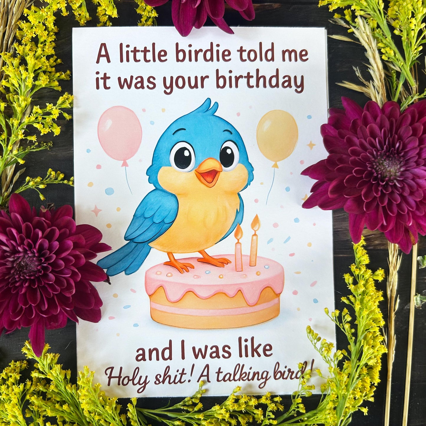 Funny Holy Shit! A Talking Bird Birthday Card: Sarcastic Humor