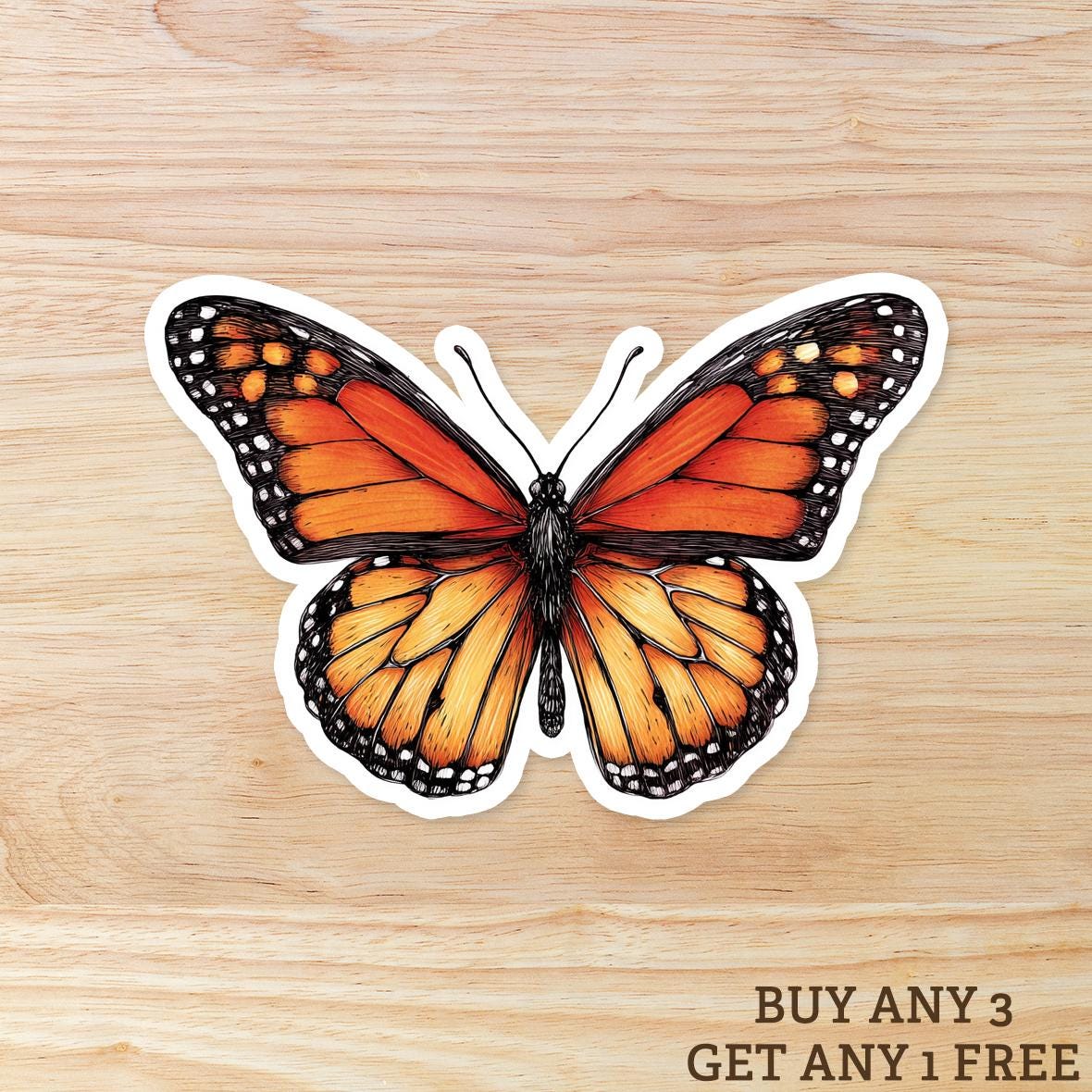 Orange Monarch Butterfly: Vinyl WATERPROOF Sticker
