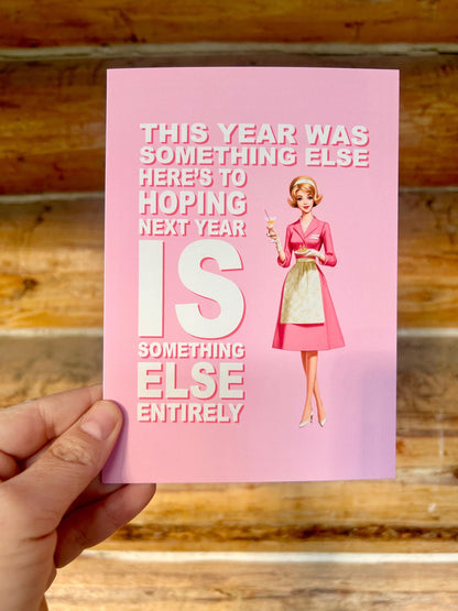 Funny Retro New Year Cards – 1950s Housewife Holiday Cards with Sarcastic Humor
