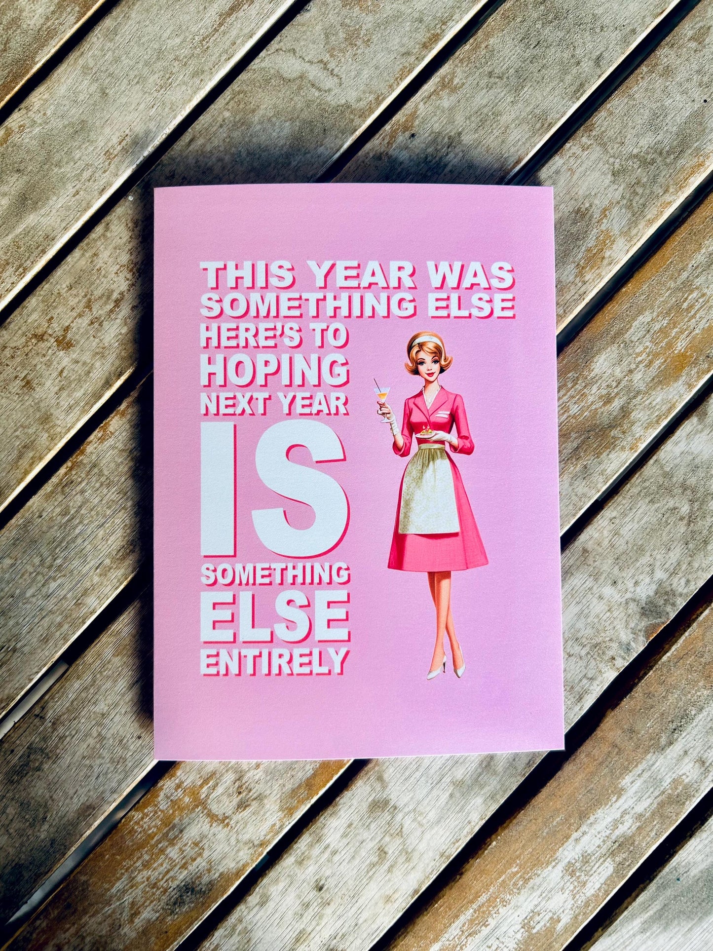 Funny Retro New Year Cards – 1950s Housewife Holiday Cards with Sarcastic Humor