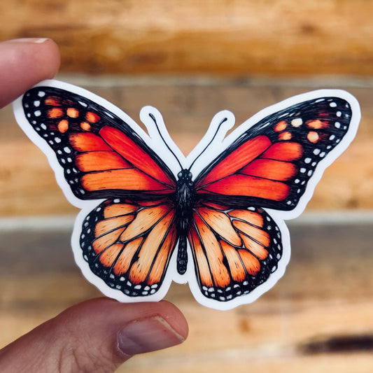 Orange Monarch Butterfly: Vinyl WATERPROOF Sticker