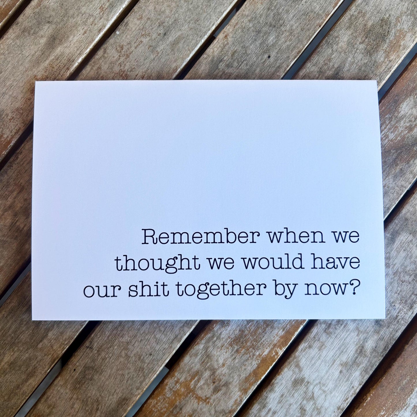 Remember When We Thought We'd Have Our Shit Together: Funny Greeting Card