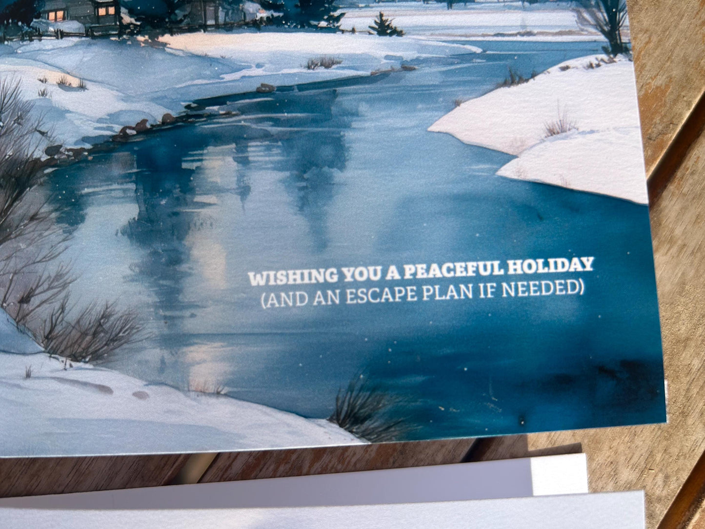 Funny Watercolor Christmas Card Set – Sarcastic Holiday Cards with Mountain and Farm Scenes