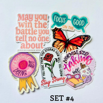 Mini Encouragement Sticker Set – Mental Health & Self-Care Reminders: Vinyl WATERPROOF Stickers