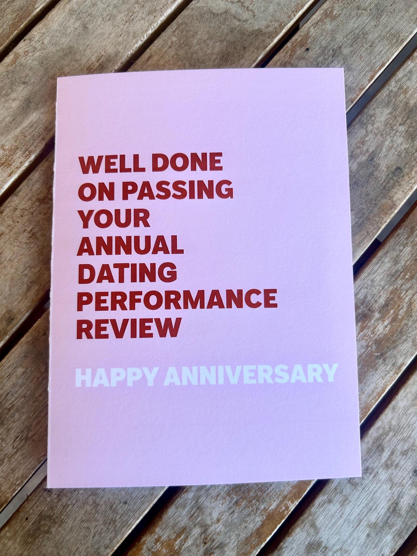 Annual Dating Performance Review -  Anniversary Greeting Card