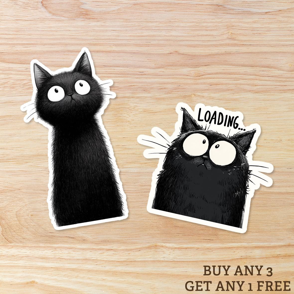 Black Void Loading Black Cat Sticker: Funny Waterproof Vinyl Decal