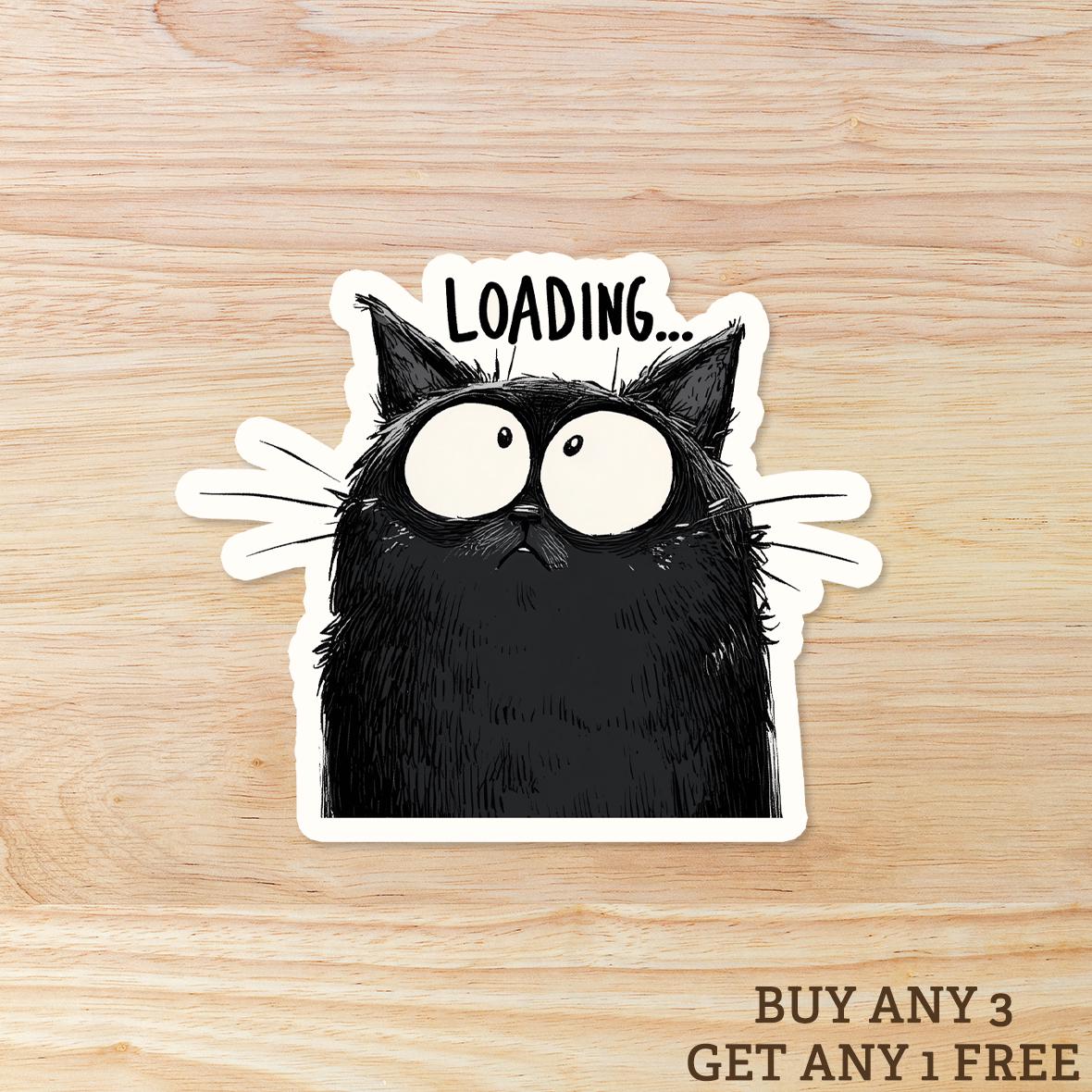 Black Void Loading Black Cat Sticker: Funny Waterproof Vinyl Decal
