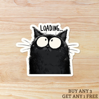 Black Void Loading Black Cat Sticker: Funny Waterproof Vinyl Decal