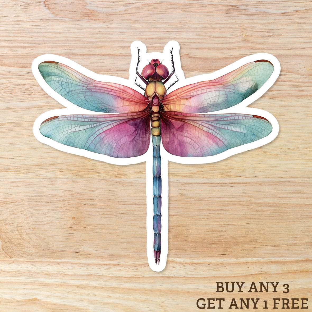 Watercolor Dragonfly: Vinyl WATERPROOF Sticker