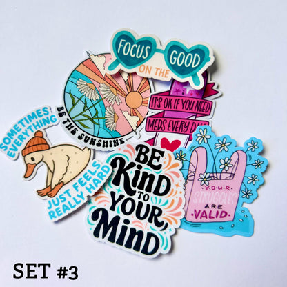 Mini Encouragement Sticker Set – Mental Health & Self-Care Reminders: Vinyl WATERPROOF Stickers