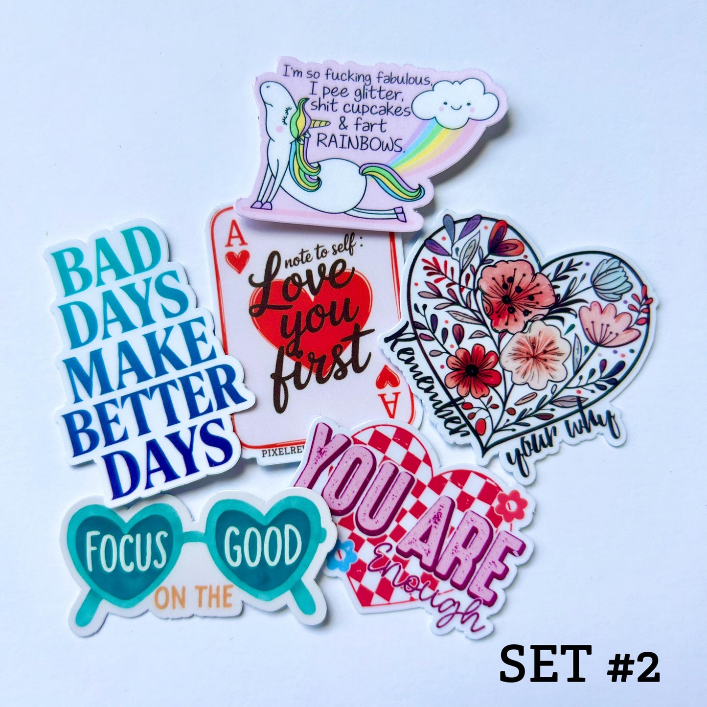 Mini Encouragement Sticker Set – Mental Health & Self-Care Reminders: Vinyl WATERPROOF Stickers