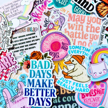Mini Encouragement Sticker Set – Mental Health & Self-Care Reminders: Vinyl WATERPROOF Stickers