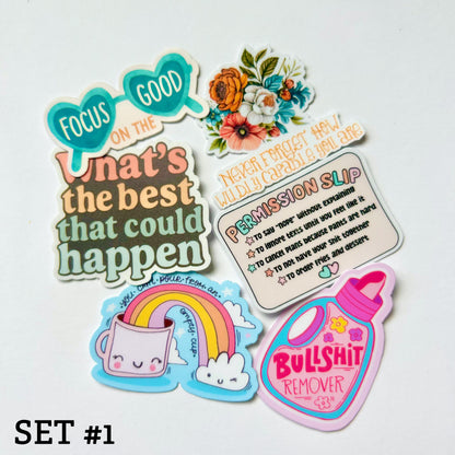 Mini Encouragement Sticker Set – Mental Health & Self-Care Reminders: Vinyl WATERPROOF Stickers