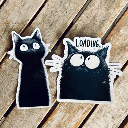Black Void Loading Black Cat Sticker: Funny Waterproof Vinyl Decal
